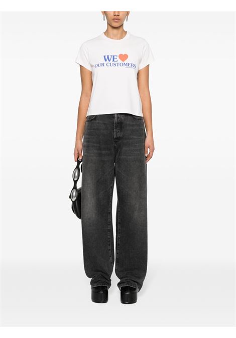 T-shirt crop con slogan in bianco - donna ALEXANDER WANG | 1CC2241885683A